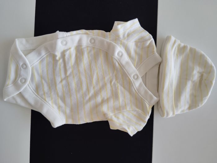 Ensemble body + Bonnet bébé garçon 0 mois