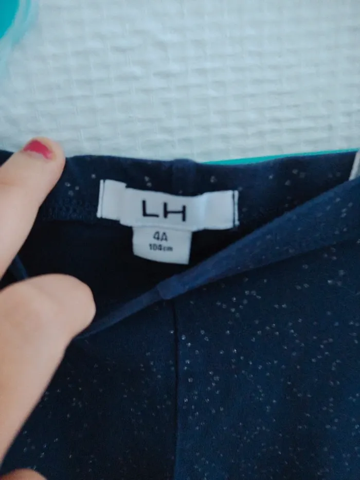 Leggings bleu marine à pois argenté  taille 4 ans - photo numéro 3