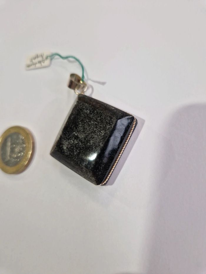 Pendentif obsidienne argentée Mexique - photo numéro 3