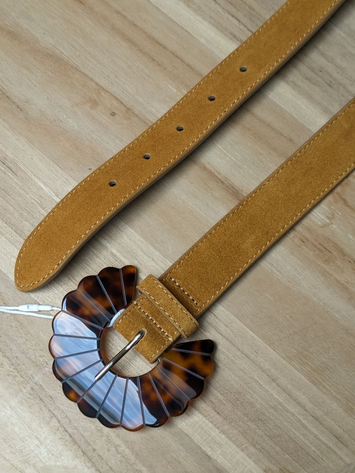 Ceinture en croûte de cuir Sezane colori tabac écaille T80 - photo numéro 4
