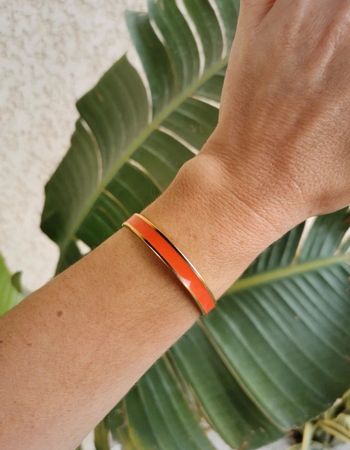 F102 bracelet jonc acier inoxydable orange vintage rétro