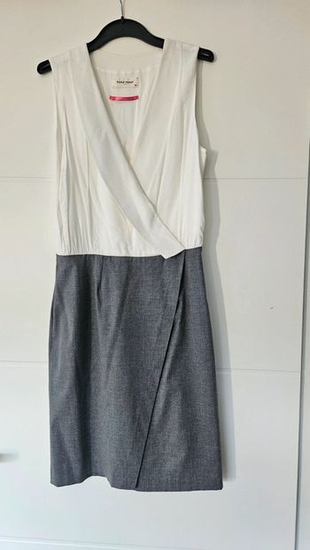 Robe portefeuille gris et blanc, taille 34, Naf Naf