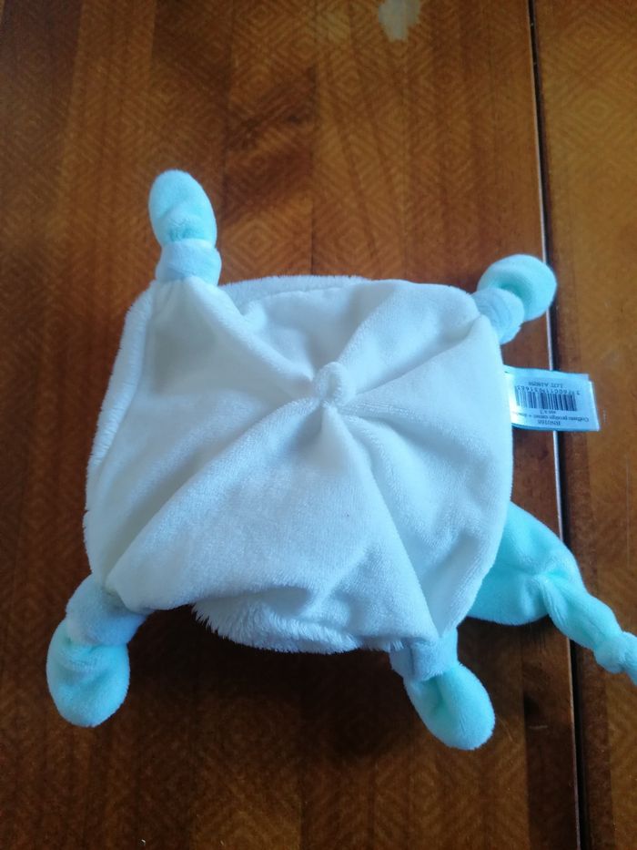 Doudou plat tête d'ourson avec bonnet vert baby Nat - photo numéro 4