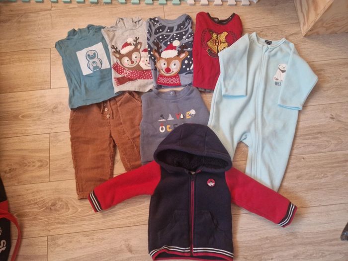 Lot 8 vêtements 12 mois, garçon, hiver, dont neuf