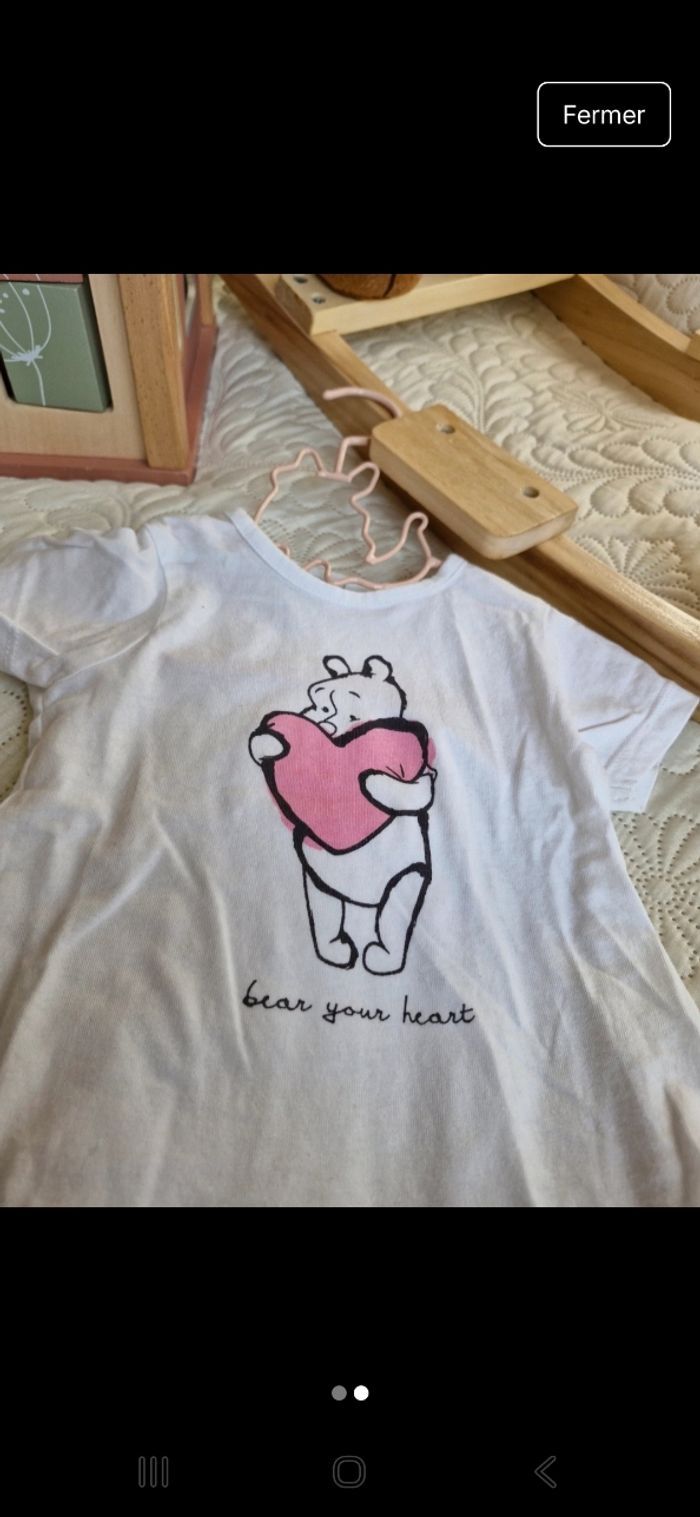 T-shirt winnie l'ourson cœur 6 mois - photo numéro 2