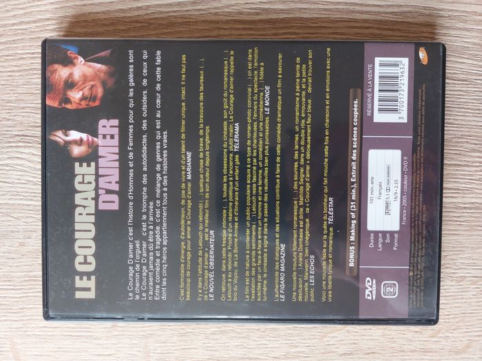 DVD "Le courage d'aimer" Claude Lelouch Mathilde Seigner Massimo Ranieri - photo numéro 2