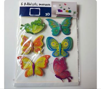 6 papillons autocollants pour décoration murale de 8 -10 cm