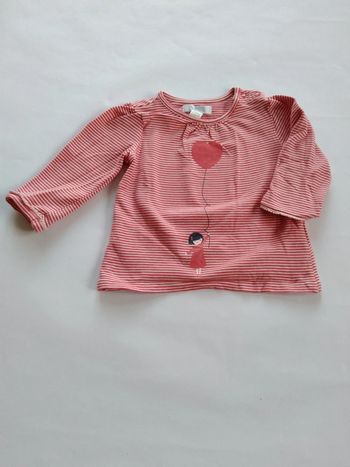 tee shirt rayé rose Okaidi fille 6  mois