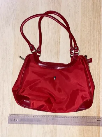 Sac à main rouge bordeaux Lancaster Paris coeur tissu petit