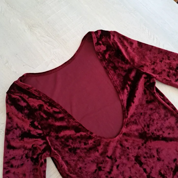 Robe velours rouge bordeaux - Atmosphère - taille 36 - dos nu - soirée - photo numéro 4
