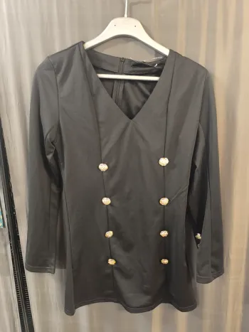 303513 robe noir bouton dor femme L shy land