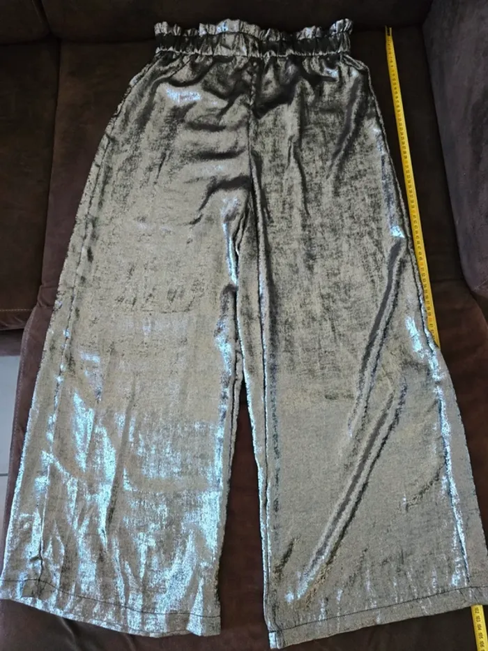 Pantalon palazzo d'été argenté métallisé M Neuf - photo numéro 2