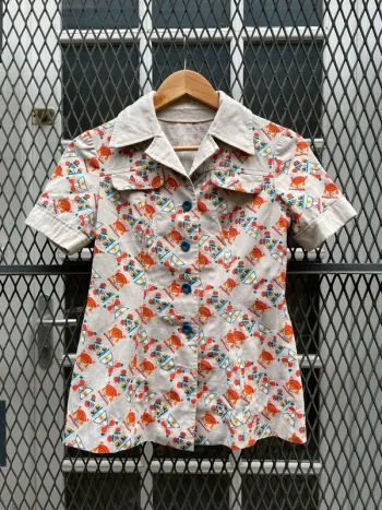 Chemise / veste à manches courtes vintage 60s 70s