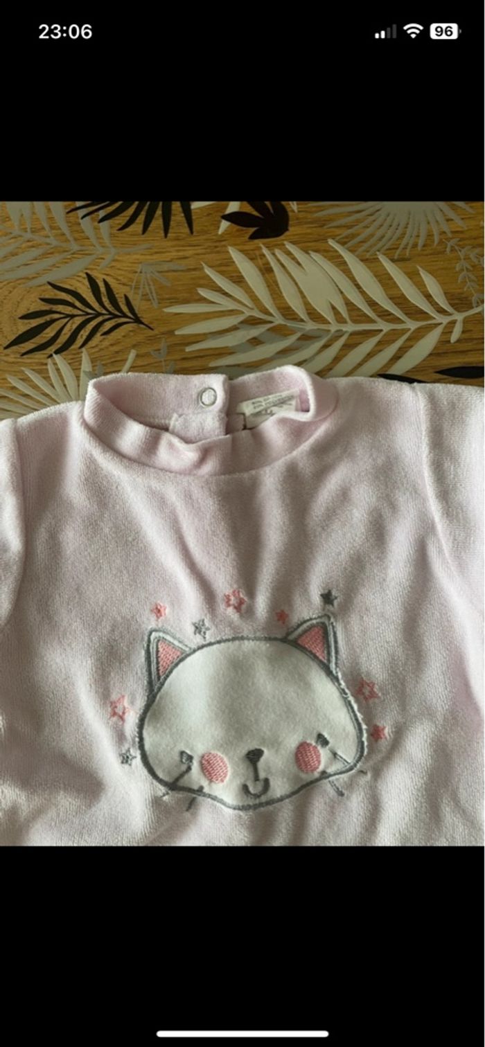 Pyjama 1 pièce rose petit chat fruit de ma passion bb 3 mois - photo numéro 3
