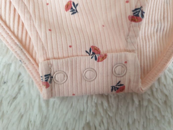 Body côtelé rose motif petites fleurs - 3A - TAO - photo numéro 5