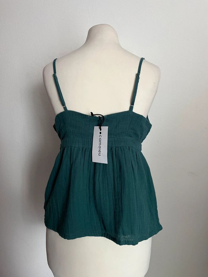 Top, débardeur bretelles ajustables vert taille XL 100 % coton - photo numéro 2