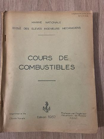 Cours de combustible 1952