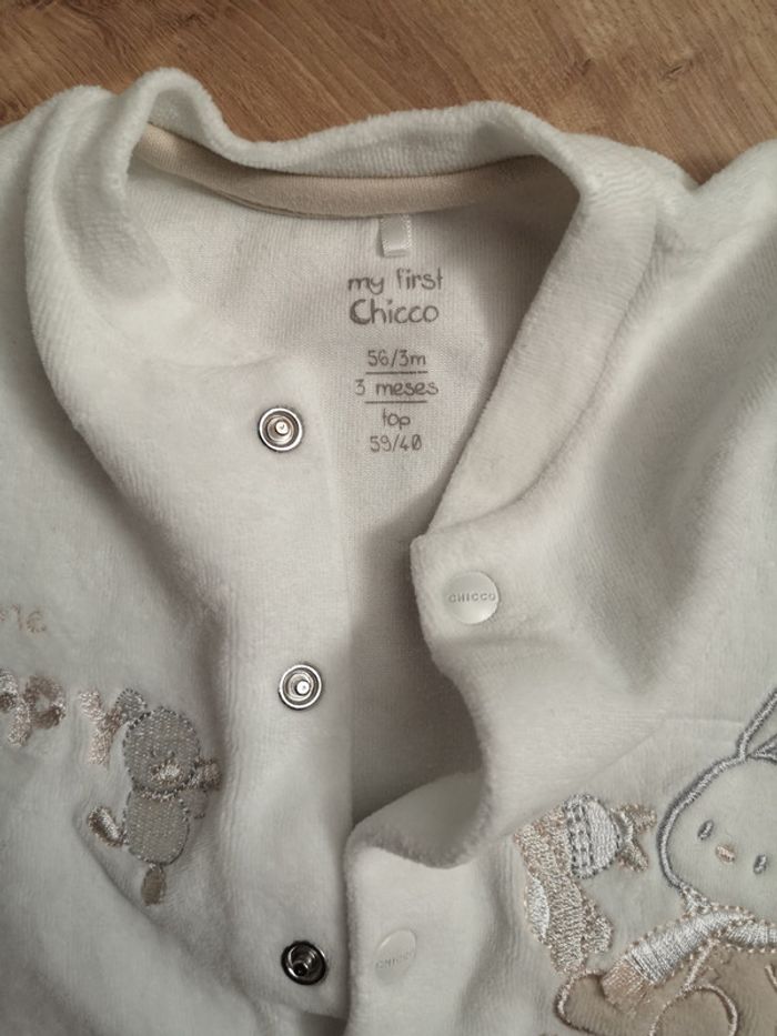 Pyjama chicco en velours écru 3 mois - photo numéro 2
