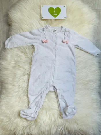6 mois - pyjama velours blanc