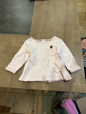 T-shirt manches longues, marinière bébé fille, obaibi, 9 mois