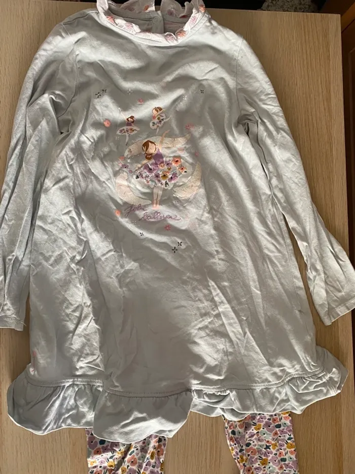 Pyjama 2 pièces chemise nuit sergent major 8 ans fleurs jolie ballerine danseuse - photo numéro 6
