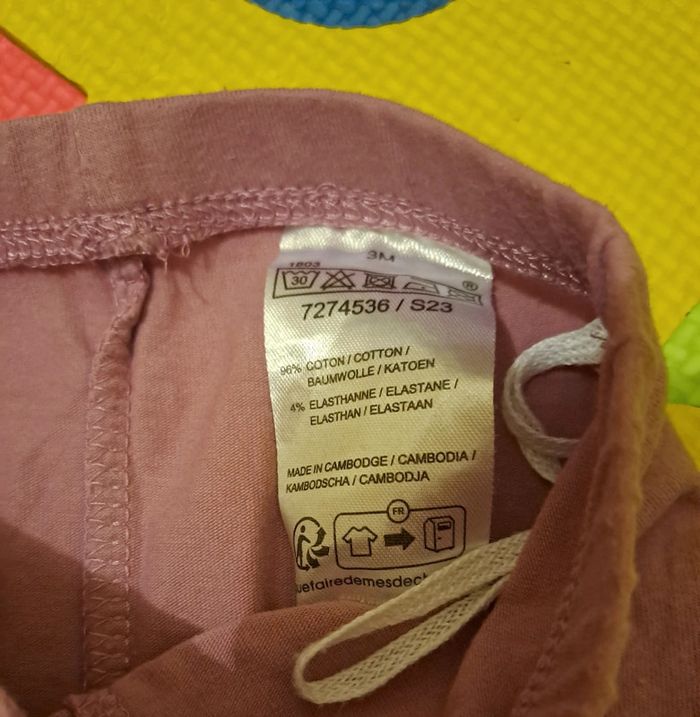 Ensemble tunique manches longues legging violet fleur, taille 3 mois (62 cm) - photo numéro 8