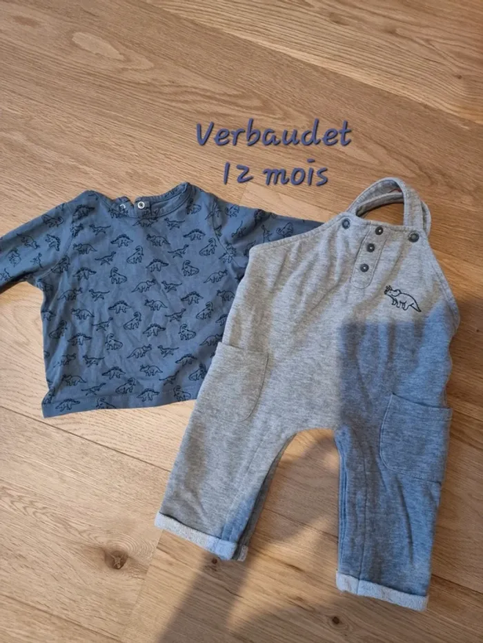 Salopette et t shirt dinosaure 12 mois