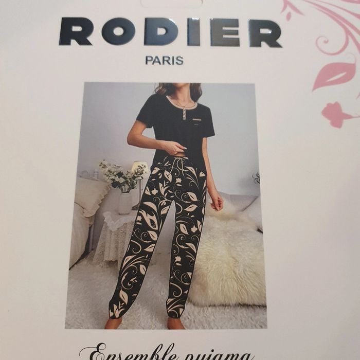 Pyjama femme 2 pièces noir et champagne taille L Rodier - photo numéro 9