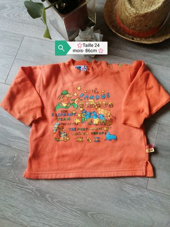 🌸Sweat orange aux motifs cirque Taille 24 mois "OKaou"