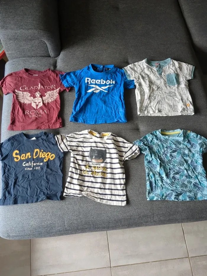 Lot 6 Tee shirt manches courtes 18 mois