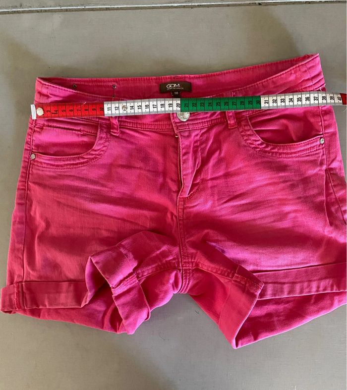 short en jeans GDM fuschsia taille 38 - photo numéro 6