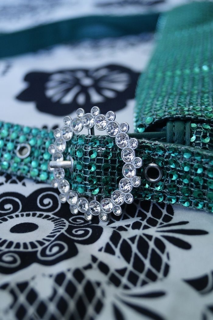 💎 Sac Baguette Y2K Vert Émeraude Strass - Style Années 2000 💎 - photo numéro 3
