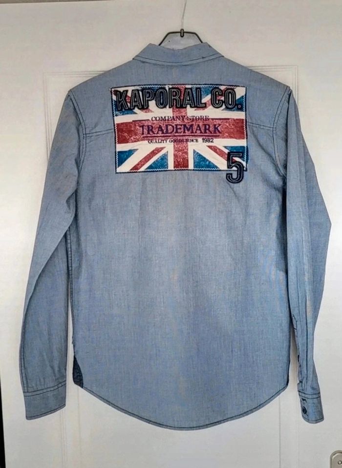 Chemise mixte bleue avec motif au dos. Kaporal. S36FR. 40IT 🥰 - photo numéro 2