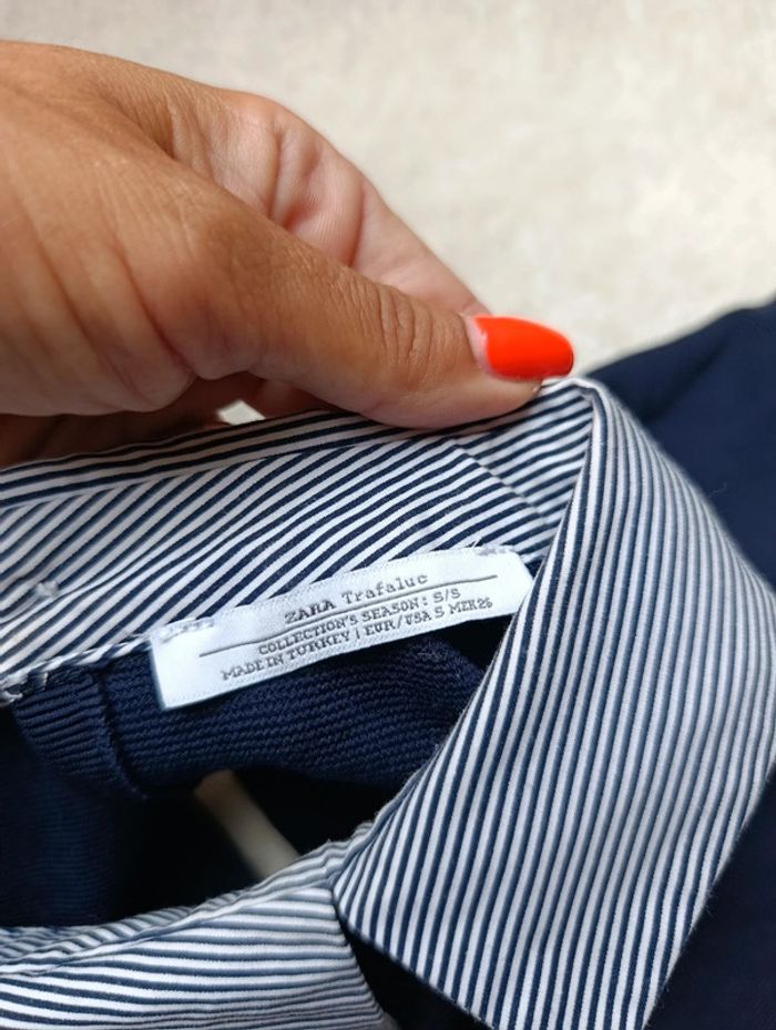Petite robe polo Zara S col chemise couleur bleu marine - photo numéro 3