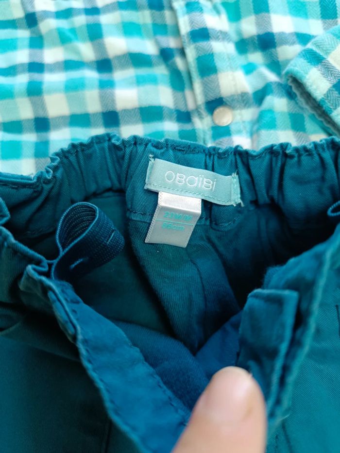Ensemble pantalon doublé et chemise épaisse Obaïbi 23 mois 86 cm - photo numéro 3