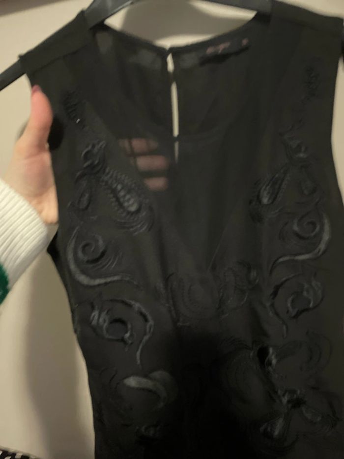 Blouse noire col V transparent - photo numéro 2