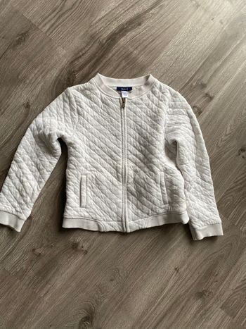 Gilet à fermeture éclair blanc avec pois dorés taille 6 ans Okaidi