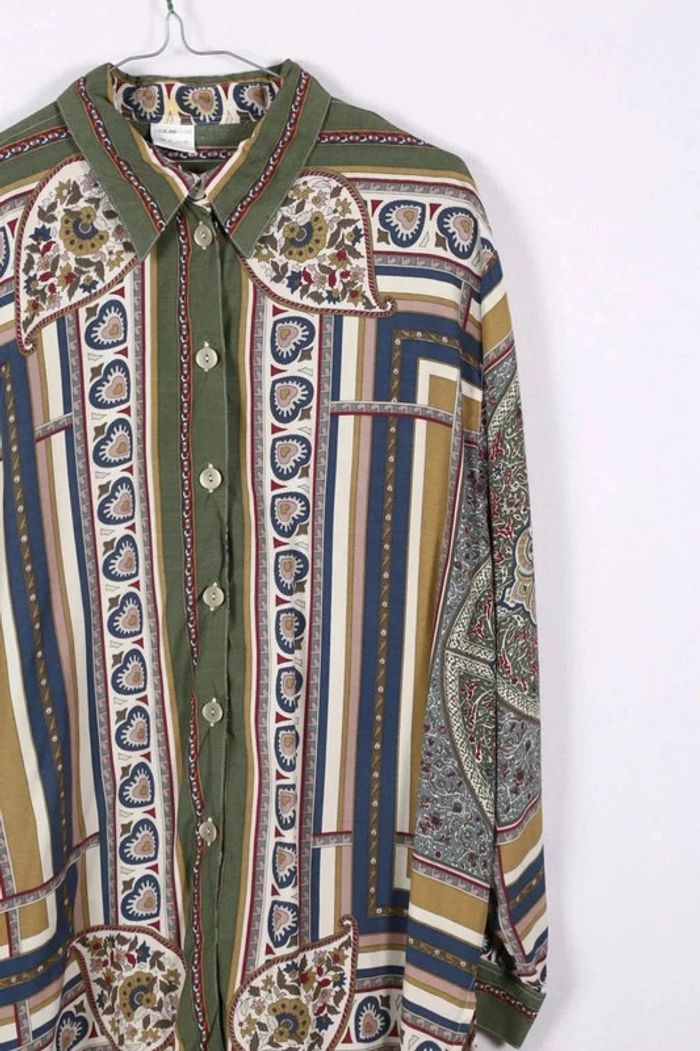 Chemise vintage 80's en viscose motif baroque (#240648) - photo numéro 3