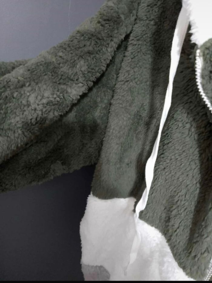 Veste Oversize à Capuche Femme Grande Taille 58 – Patchwork Gris & Blanc, Doublée Polaire, Chaude & Tendance ❄️ - photo numéro 9