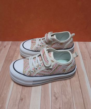 Baskets Fille Rose & Dorées - Style Tweed Chic - Neuves Taille 30