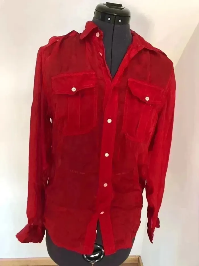 Chemise Ralph Lauren rouge en soie taille 2 - photo numéro 2