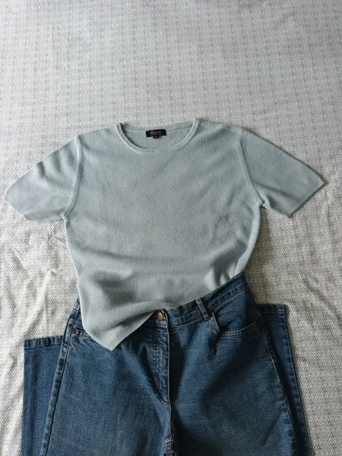 T-shirt chaud manches courtes à mailles côtelées