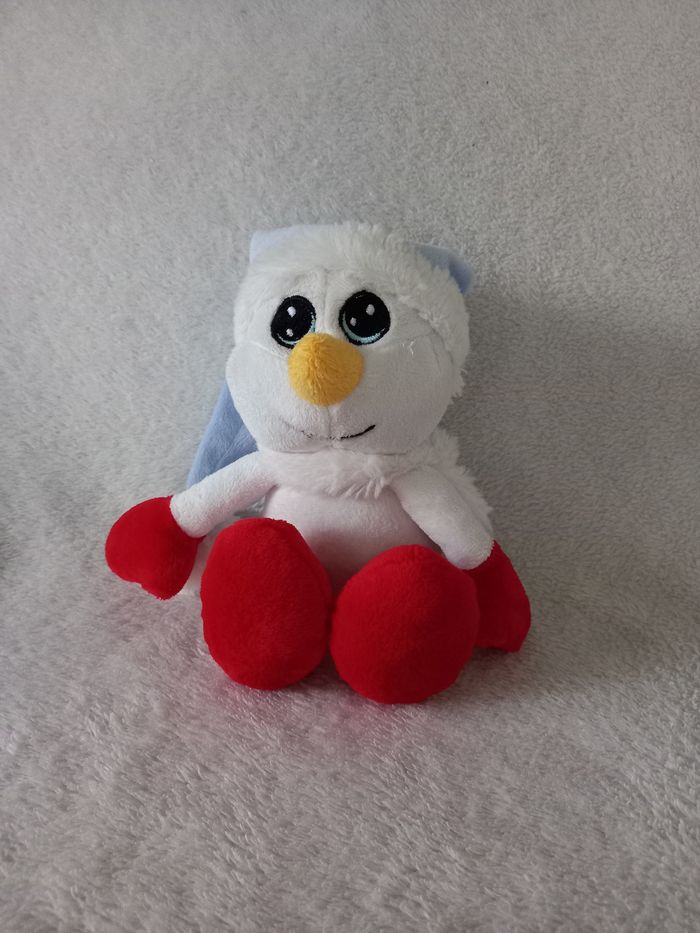 Doudou Peluche Bonhomme De Neige Bonnet Bleu