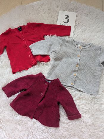 Lot de 3 gilets pour bébé, taille 3 mois