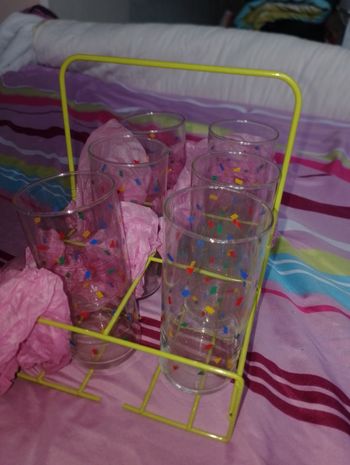 Lot de 6 verres haut avec son panier de transport (rangement)