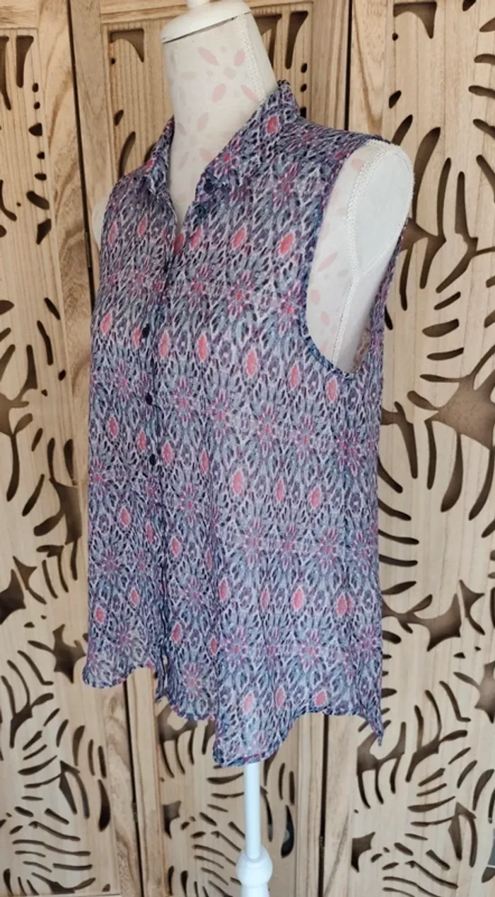 Chemise transparente sans manche imprimé T 40 H&M - photo numéro 3