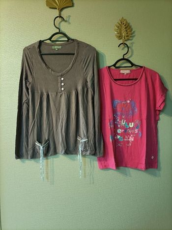 Lot de 2 hauts de pyjama rose et violet
