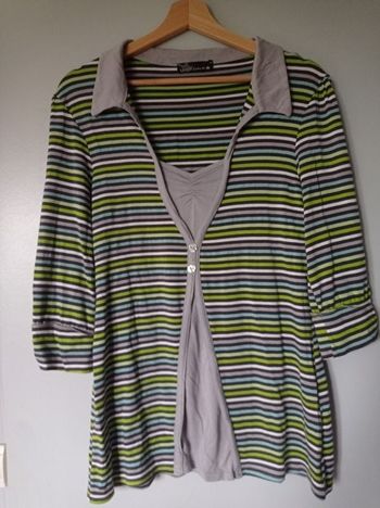 Sweat manches 3/4 à rayures  "Lora Daly" T.46