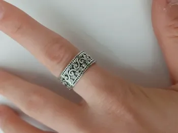 Bague argentée tendance en acier inoxydable