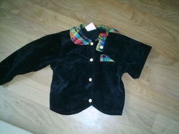 Veste habillée velours léger noir et multicolore taille 2 ans TBE